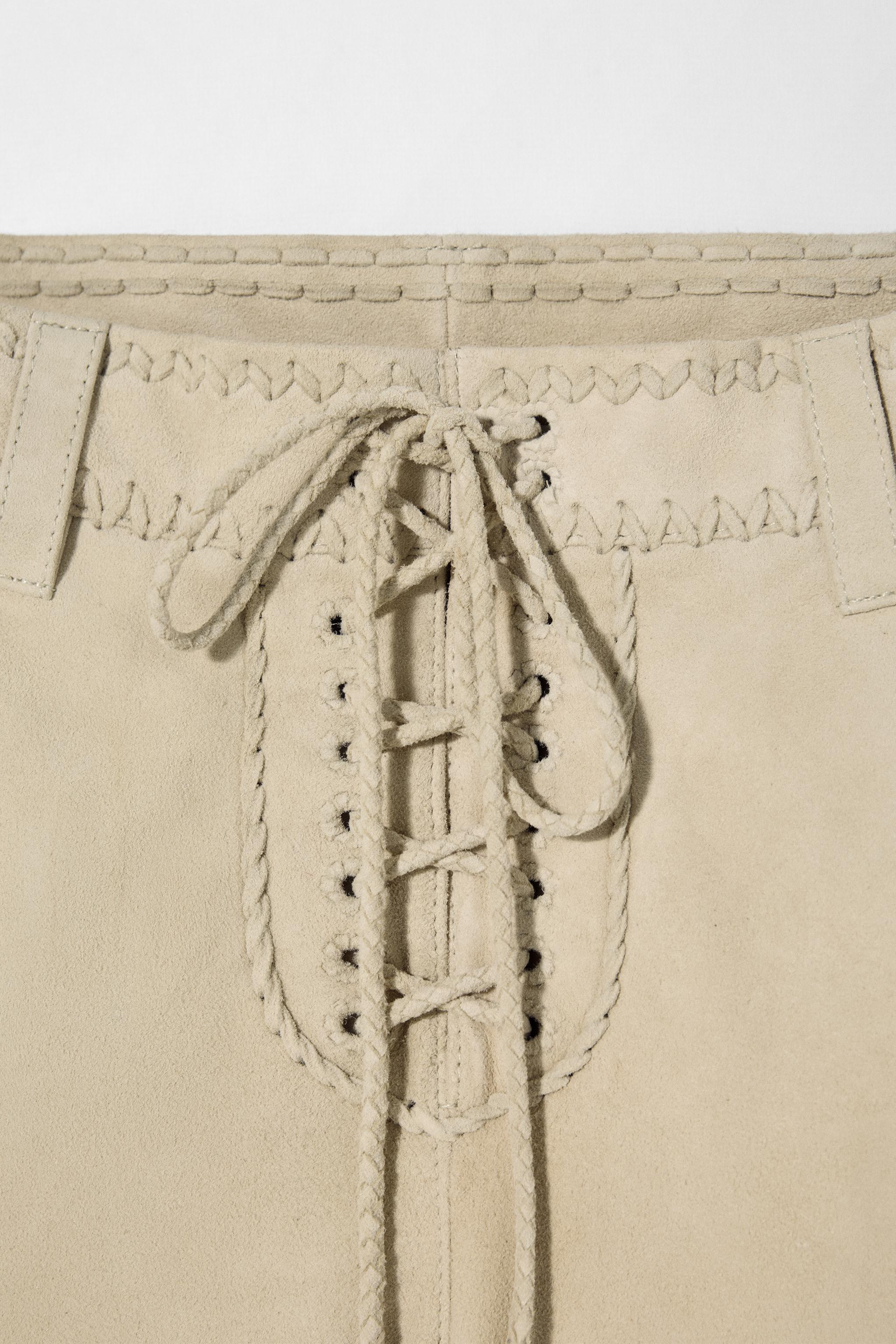 PANTALON EN CUIR DAIM À NŒUDS KATE MOSS X ZARA